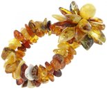 Double row amber bracelet with flower